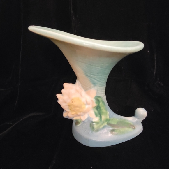 Other - Roseville Pottery Water Lily 1943 Blue Mid Century Modern Cornucopia 178.